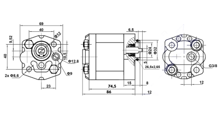 POMPA IDRAULICA 10C2,7x302 2,7 CC DESTRA