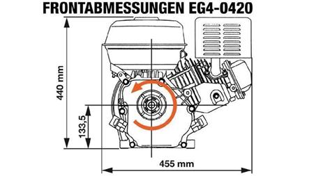 bensinmotor EG4-420cc-9.6kW-13.1HP-3,600 RPM-E-TP26x47-elektrisk start