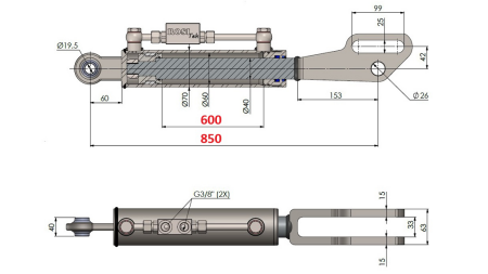 2TON. HYDRAULINEN TYÖNTÖVARSI POINT 60/40-250 (600MM-850MM)