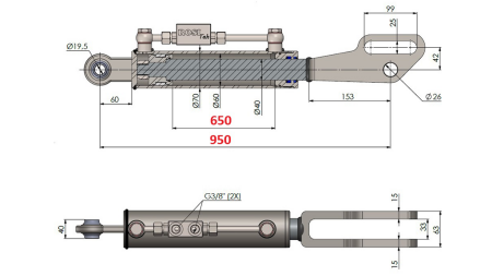 2TON. HYDRAULIC TOP LINK POINT 60/40-300 (650MM-950MM)