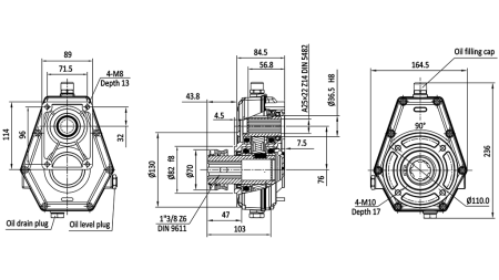 GEARBOX GR.2 -1:3 FEMALE WITH PIN