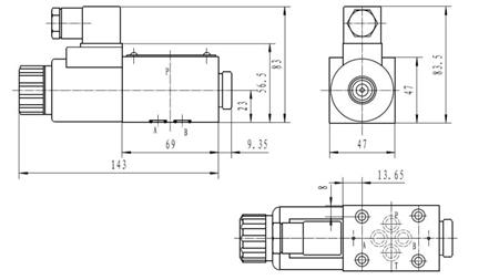 HYDRAULIC ELECTROMAGNETIC VALVE KV-4/2 CETOP 3 12/24/230V N51A